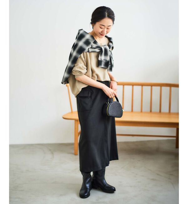 le.coeur blanc「《手洗い可能》カーゴポケットラップライクスカート」|スカート|