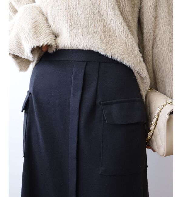 le.coeur blanc「《手洗い可能》カーゴポケットラップライクスカート」|スカート|