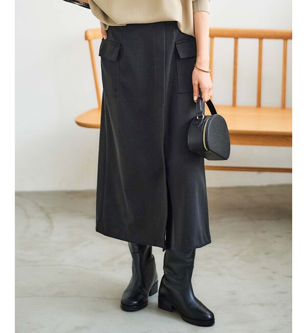 le.coeur blanc「《手洗い可能》カーゴポケットラップライクスカート」|スカート|ブラック