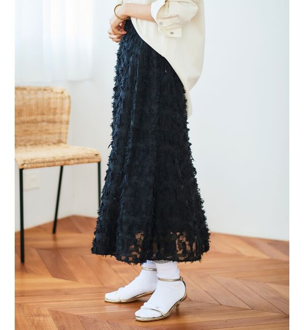 le.coeur blanc「《手洗い可能》カットジャガードギャザースカート」|スカート|