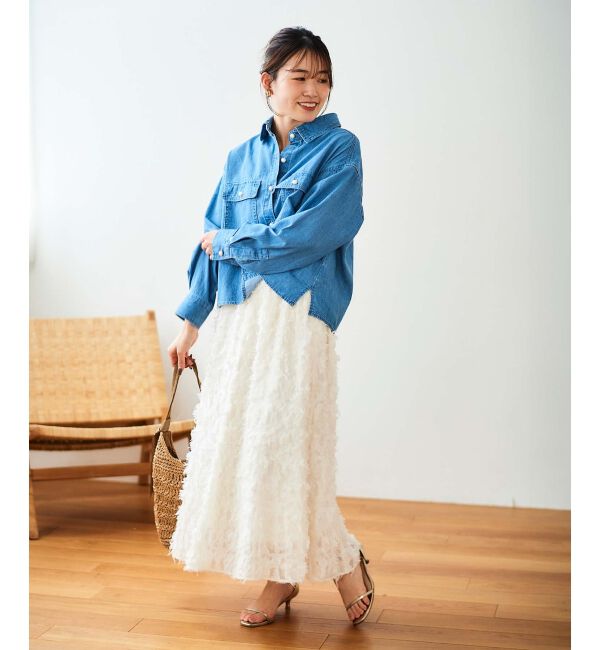 le.coeur blanc「《手洗い可能》カットジャガードギャザースカート」|スカート|