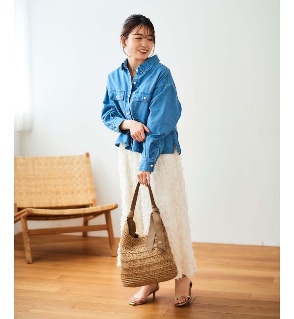 le.coeur blanc「《手洗い可能》カットジャガードギャザースカート」|スカート|