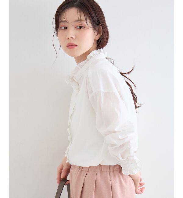  「スタンドネックフリルブラウス」|シャツ・ブラウス|