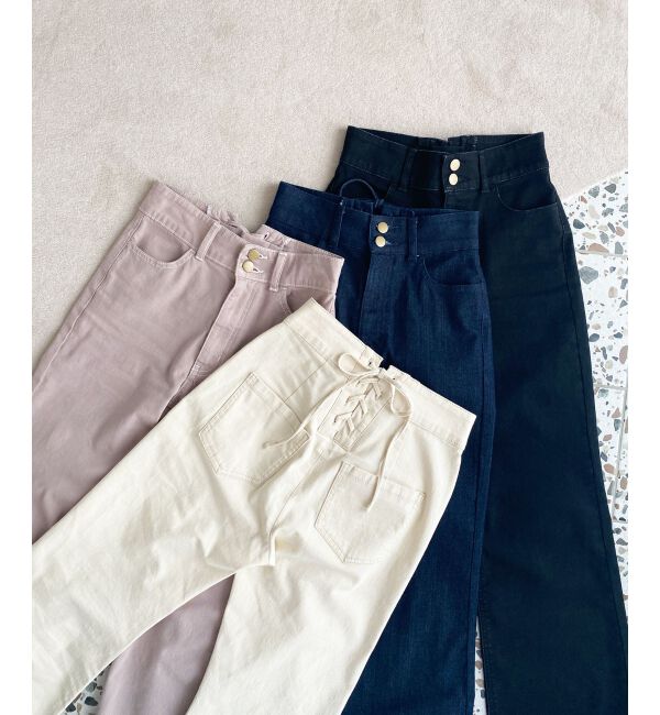 MAJESTICLEGON「美脚フレアデニムパンツ」|デニム|