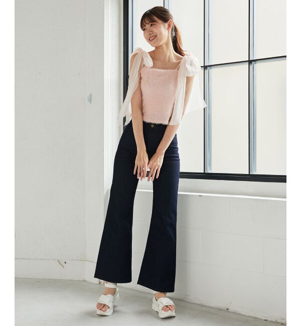 MAJESTICLEGON「美脚フレアデニムパンツ」|デニム|