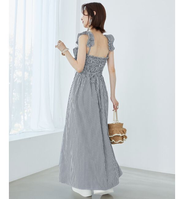 MAJESTICLEGON「フリルショルダーレースアップワンピ」|ワンピース|