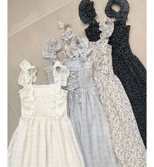 MAJESTICLEGON「フリルショルダーレースアップワンピ」|ワンピース|