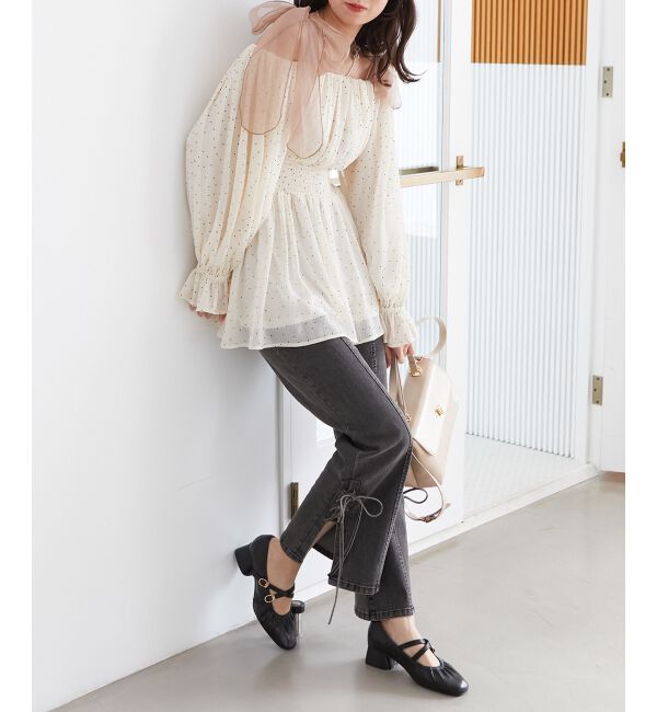 MAJESTICLEGON「レディギャザーストラップパンプス」|パンプス|