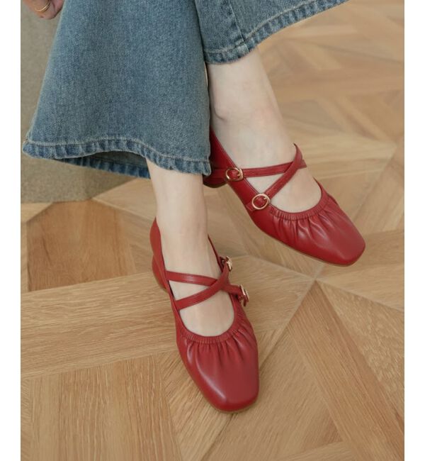 MAJESTICLEGON「レディギャザーストラップパンプス」|パンプス|