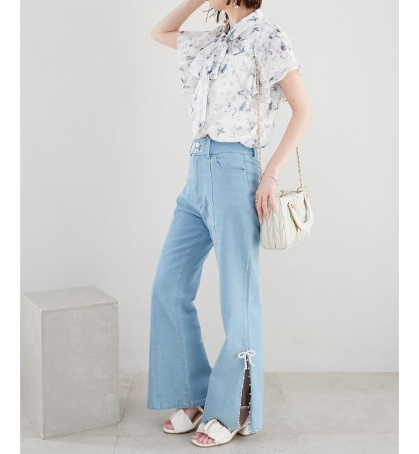 MAJESTICLEGON「パールスリットデニム」|デニム|