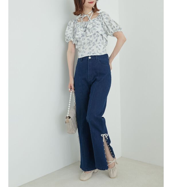 MAJESTICLEGON「パールスリットデニム」|デニム|