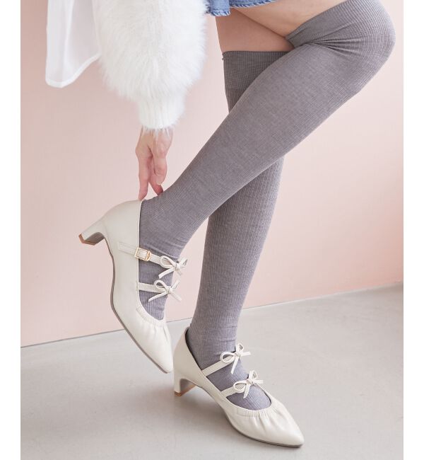 MAJESTICLEGON「ダブルリボンギャザーパンプス」|パンプス|