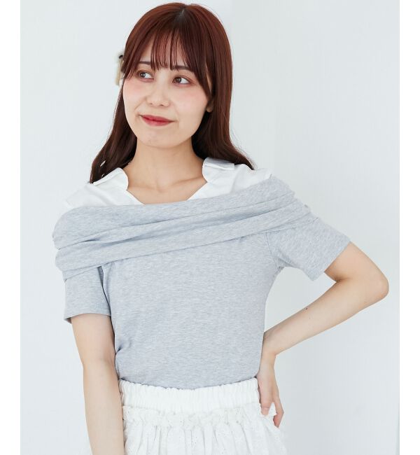  「シャツドッキングオフショルトップス」|Tシャツ・カットソー|