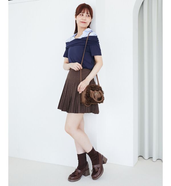  「シャツドッキングオフショルトップス」|Tシャツ・カットソー|