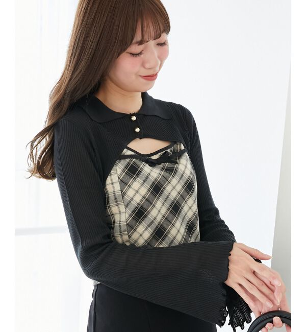  「バイカラーキャミ＆ショートボレロセット」|ニット・セーター|