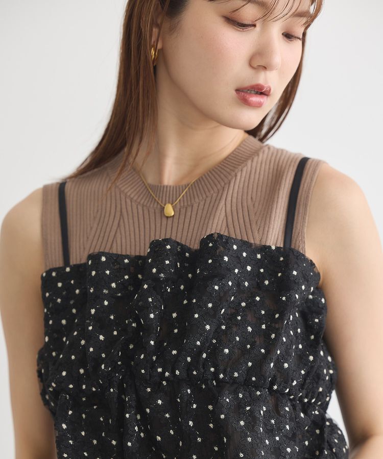 earth music&ecology「キラキラフラワー刺繍ビスチェ」|ベスト・ジレ|