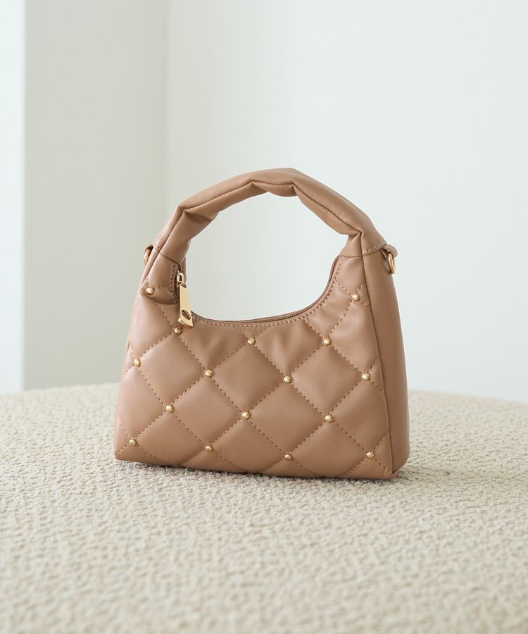 earth music&ecology「スタッズキルトバッグ」|ハンドバッグ|Light brown