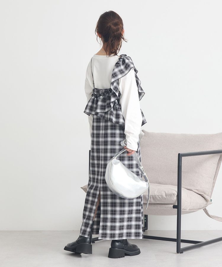 earth music&ecology「2wayフリルチェックキャミワンピース」|ワンピース|