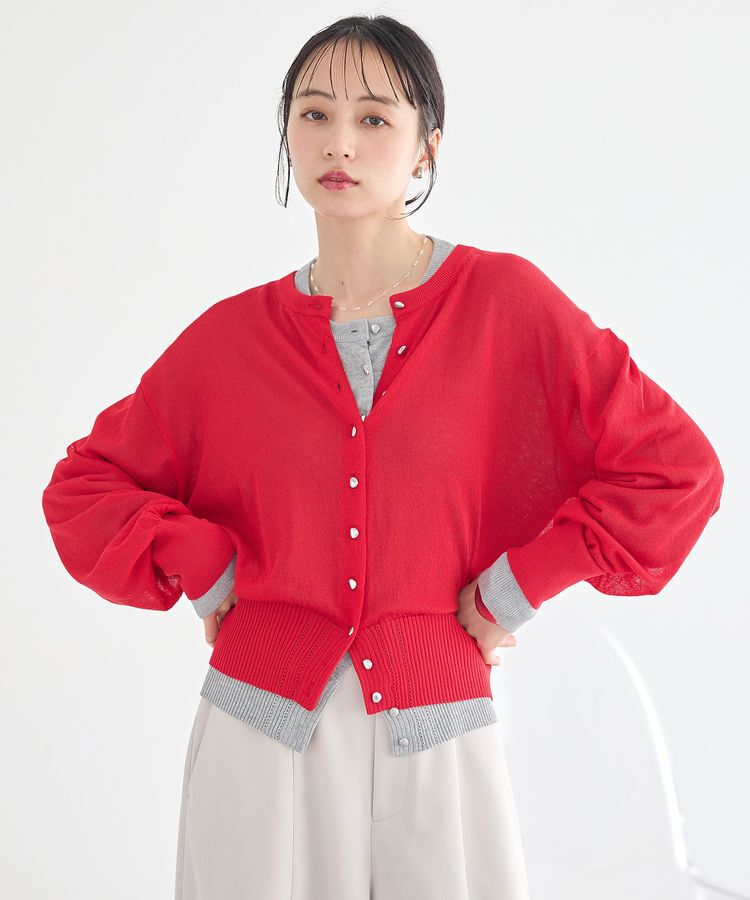 earth music&ecology「【接触冷感】ボタンアソートクルーネックカーディガン」|カーディガン|