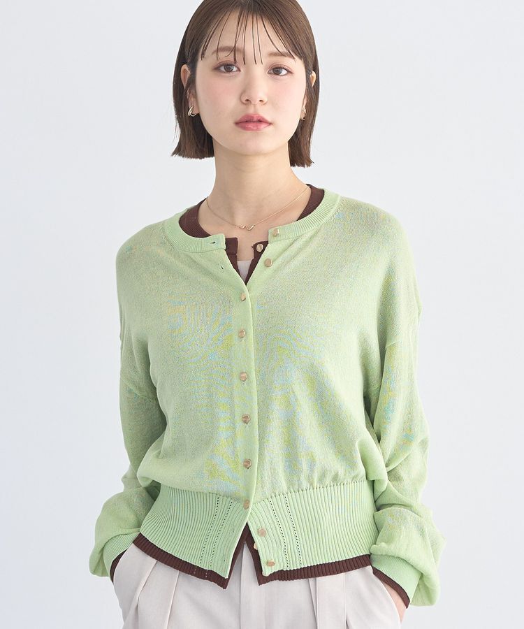 earth music&ecology「【接触冷感】ボタンアソートクルーネックカーディガン」|カーディガン|Green