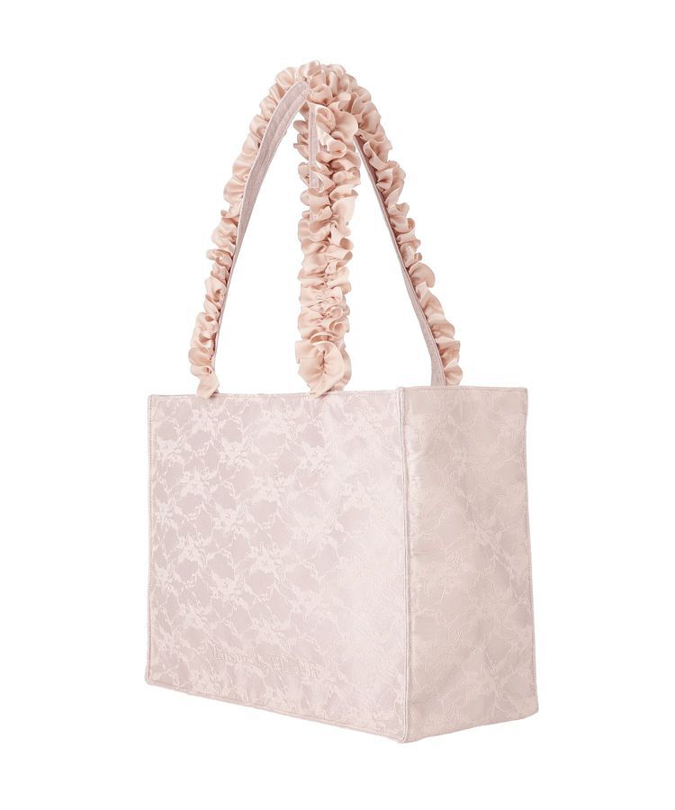 Maison de FLEUR「【Mサイズ/A4対応】レースフリルハンドルスクエアトートMバッグ」|トートバッグ|