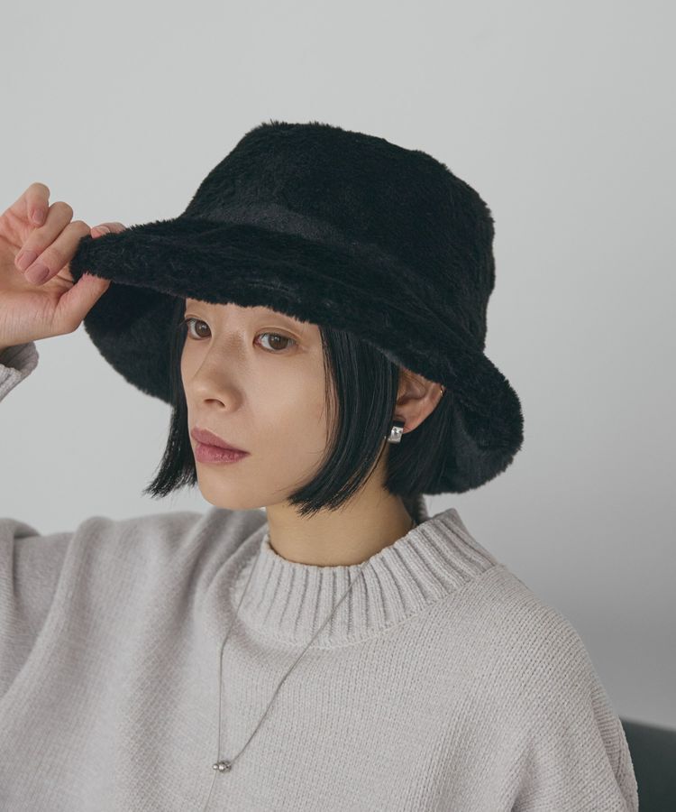 AMERICAN HOLIC「フェイクファーバケットハット」|その他|Black