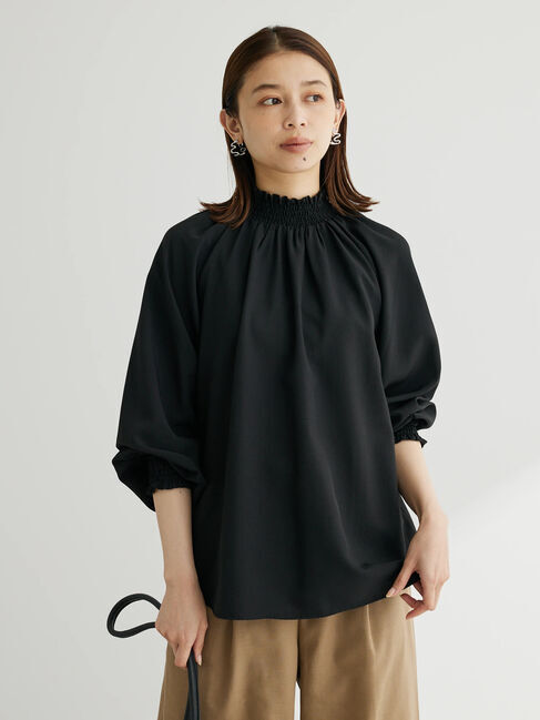 Green Parks「・ELENCARE　DUE　シャーリングカラーブラウス」|シャツ・ブラウス|Black