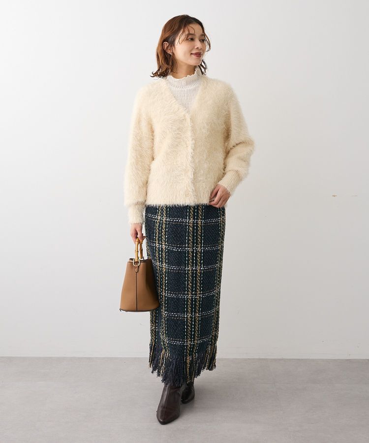 Green Parks「・SUGAR SPOON チェックフリンジスカート」|タイト|