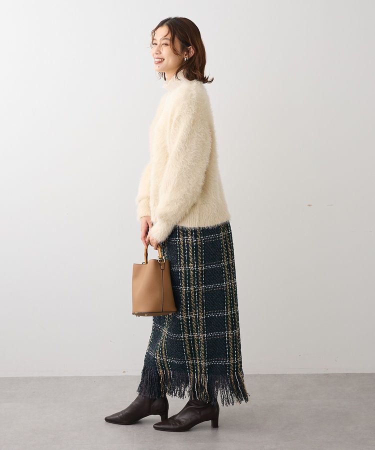 Green Parks「・SUGAR SPOON チェックフリンジスカート」|タイト|