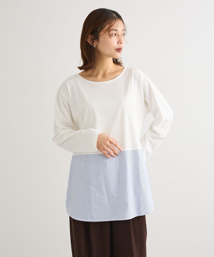 Green Parks「裾ドッキングホワイトインナー」|インナー|ストライプホワイト