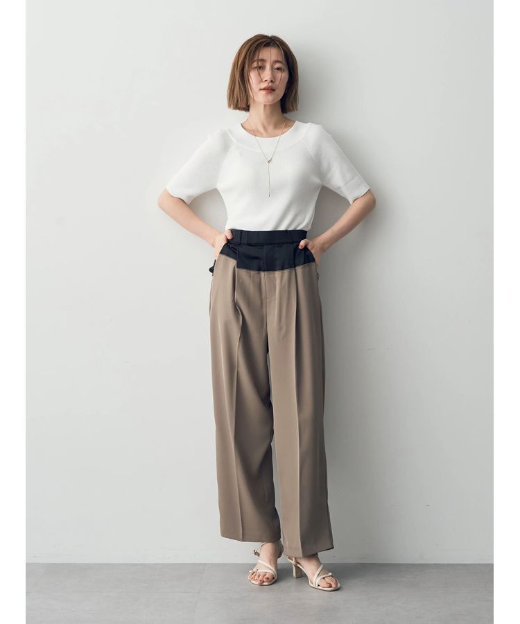 YECCA VECCA「サテン切替ストレートパンツ」|その他|