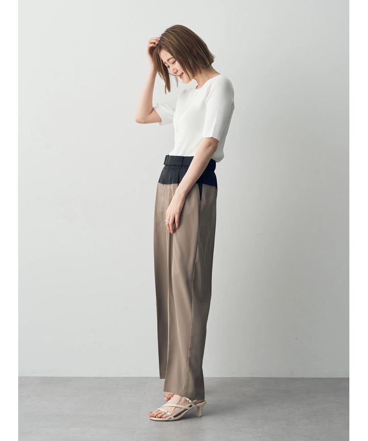 YECCA VECCA「サテン切替ストレートパンツ」|その他|
