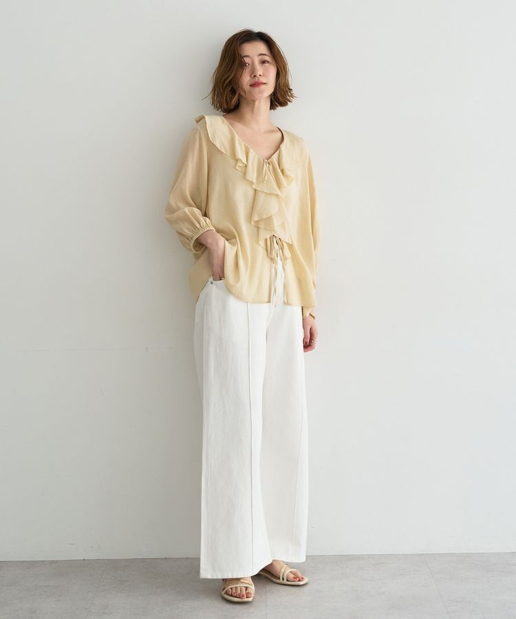 YECCA VECCA「ラッフルリボンシアーブラウス」|シャツ・ブラウス|