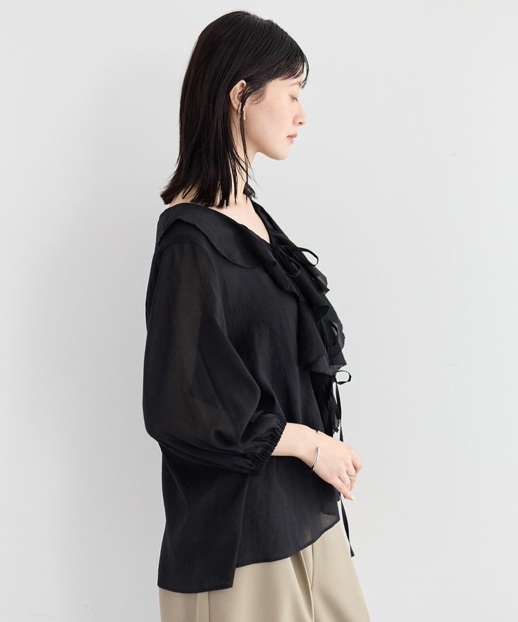 YECCA VECCA「ラッフルリボンシアーブラウス」|シャツ・ブラウス|