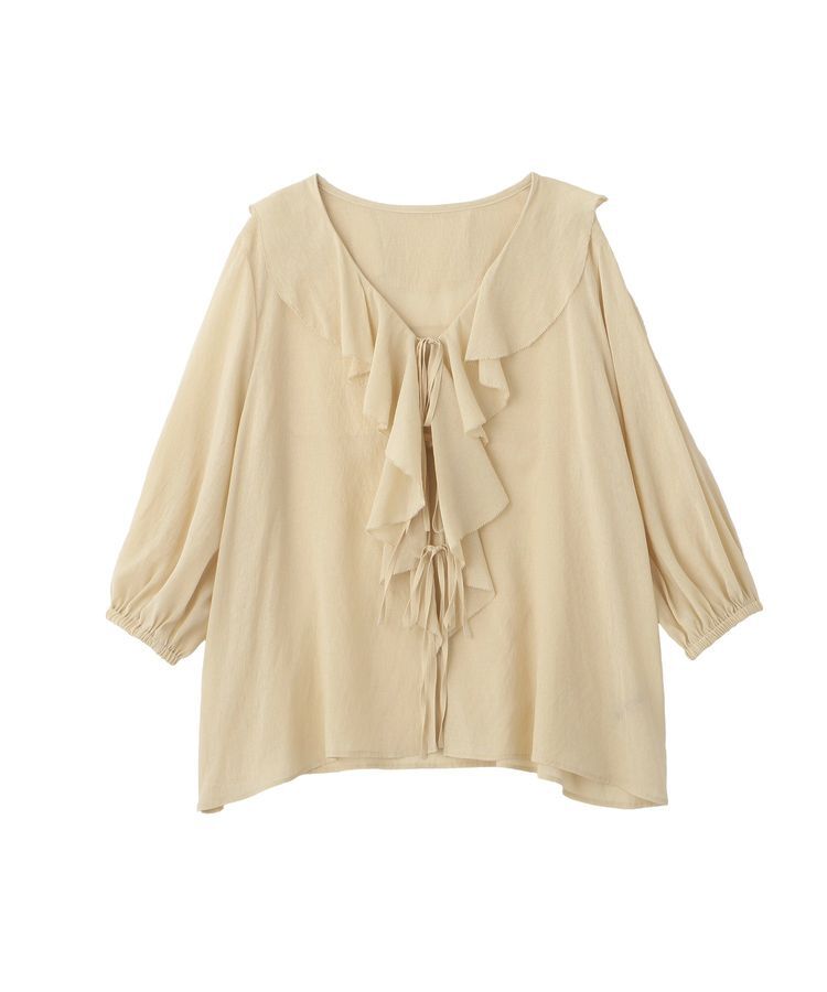 YECCA VECCA「ラッフルリボンシアーブラウス」|シャツ・ブラウス|
