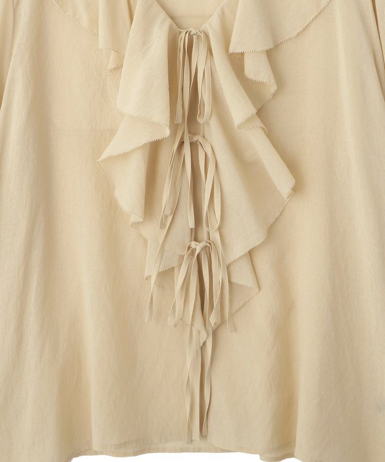 YECCA VECCA「ラッフルリボンシアーブラウス」|シャツ・ブラウス|