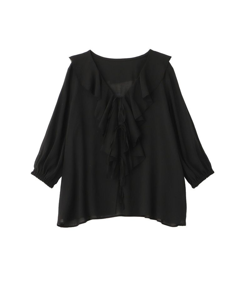 YECCA VECCA「ラッフルリボンシアーブラウス」|シャツ・ブラウス|