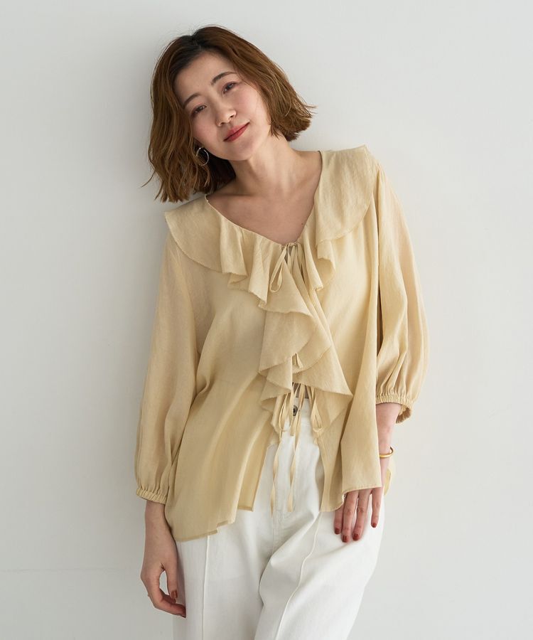 YECCA VECCA「ラッフルリボンシアーブラウス」|シャツ・ブラウス|Yellow