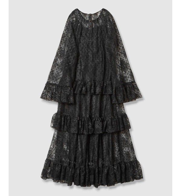 LOULOU WILLOUGHBY「【LOULOU WILLOUGHBY】フロッキードットレースワンピース」|ワンピース|