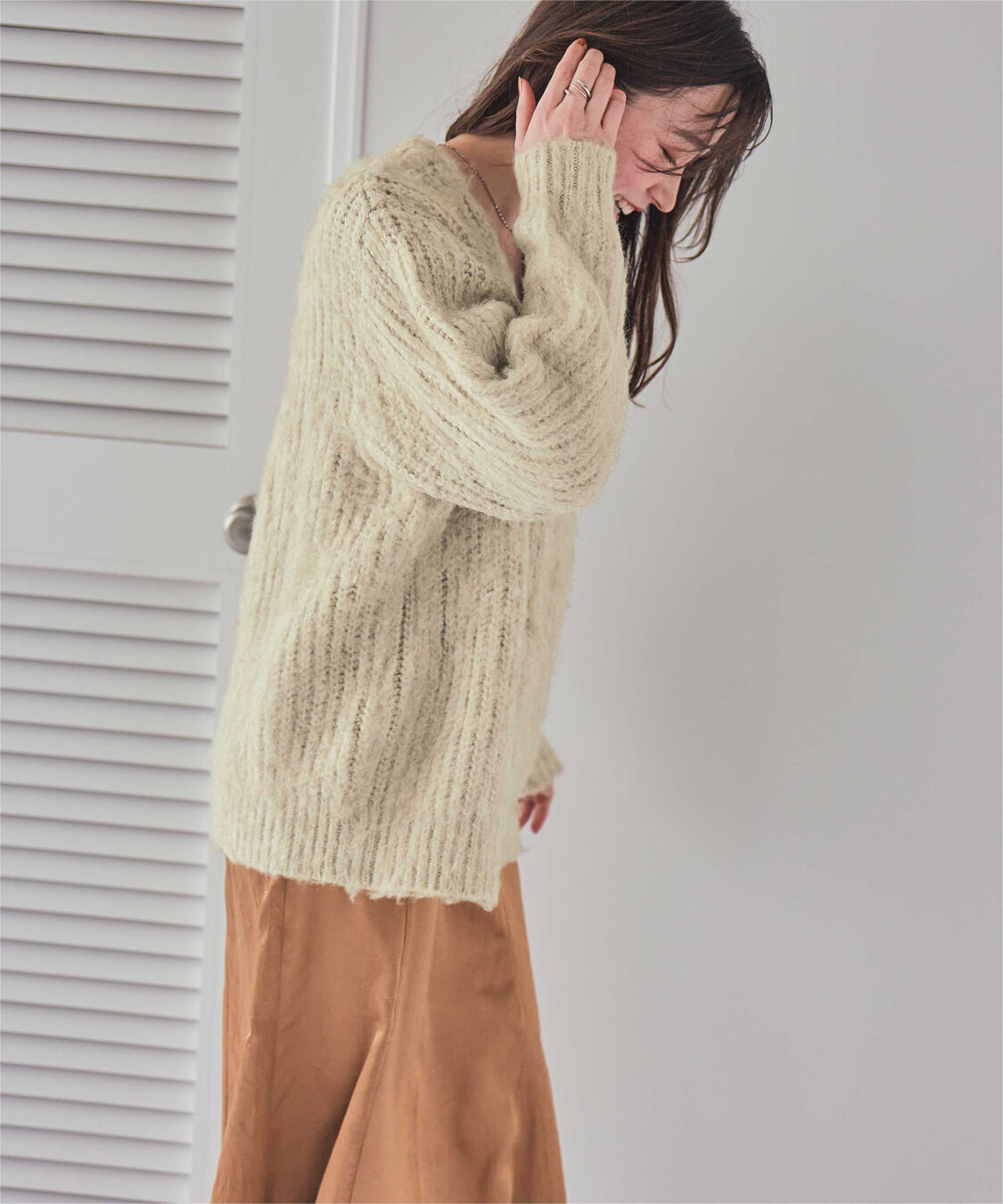 titivate「モヘアライクシャギーVネックニットカーディガン」|ニット・セーター|