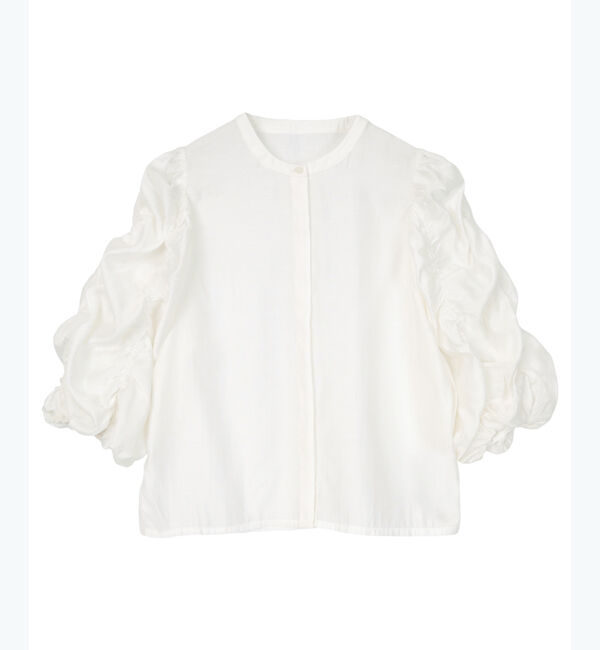 ur's「シャーリングデザインスリーブバンドカラーブラウス」|シャツ・ブラウス|