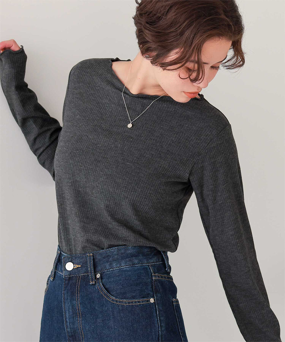 titivate「リブカットソーメローデザイントップス」|Tシャツ・カットソー|