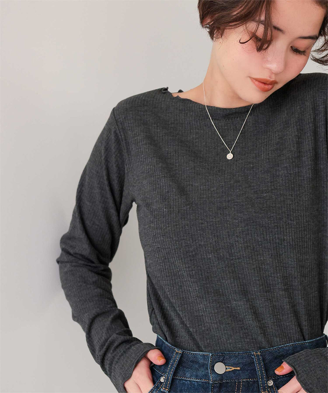 titivate「リブカットソーメローデザイントップス」|Tシャツ・カットソー|