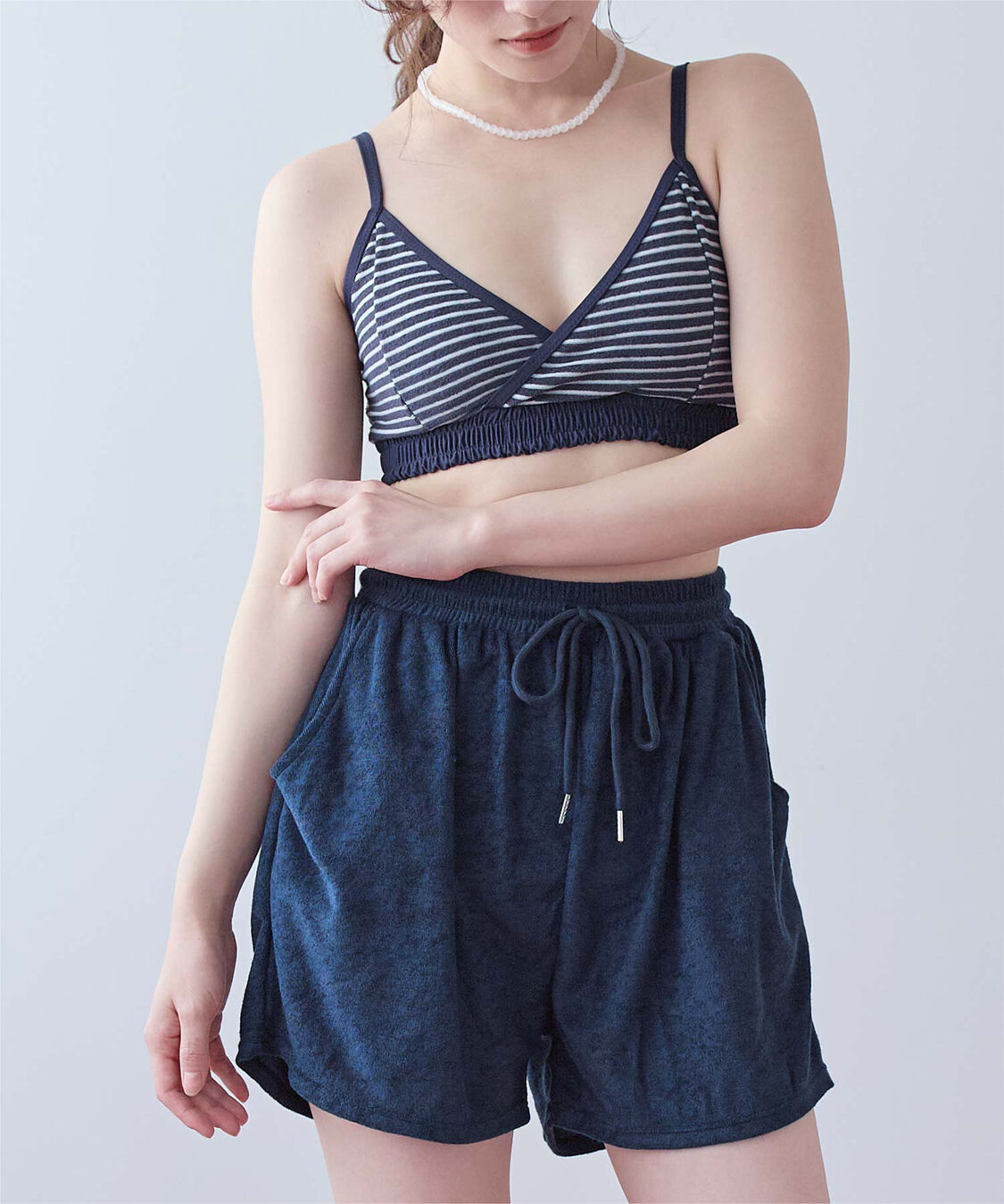 SEA DRESS「パイル地ボーダースポーティービキニ/水着」|ビキニ|ネイビー