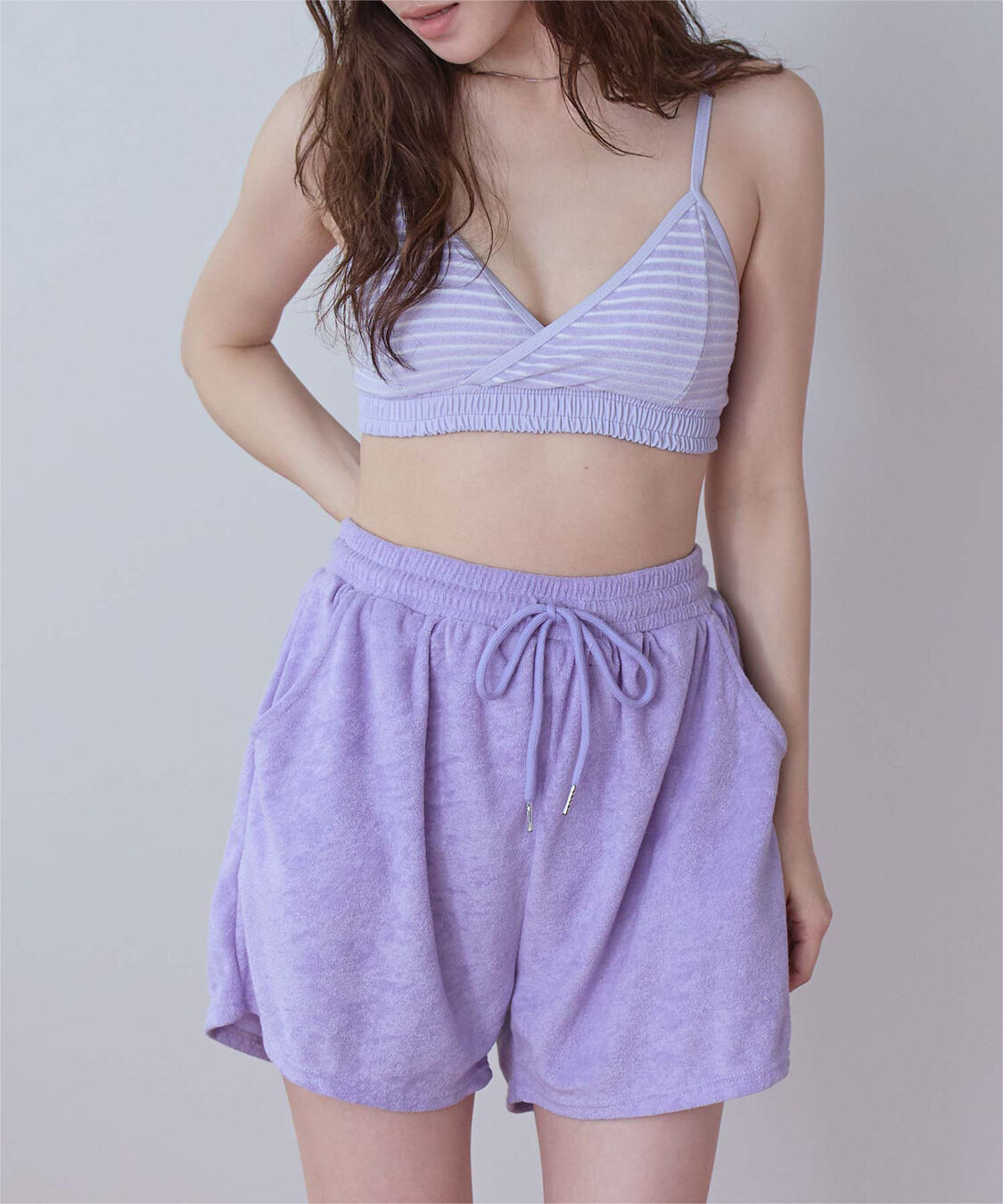 SEA DRESS「パイル地ボーダースポーティービキニ/水着」|ビキニ|ライトパープル