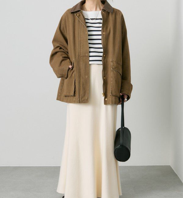  「フェイクレザー襟カバーオールジャケット」|テーラードジャケット|