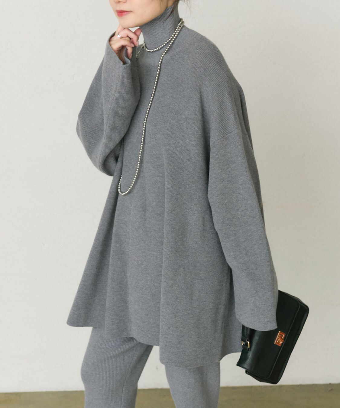  「【セットアップ対応】ハイネックフレアニットプルオーバー」|ニット・セーター|