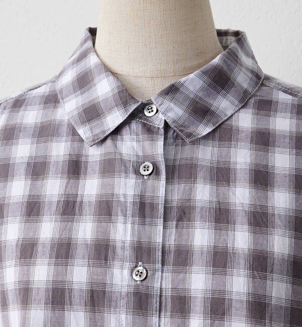  「綿麻チェックオーバーシャツブラウス」|シャツ・ブラウス|