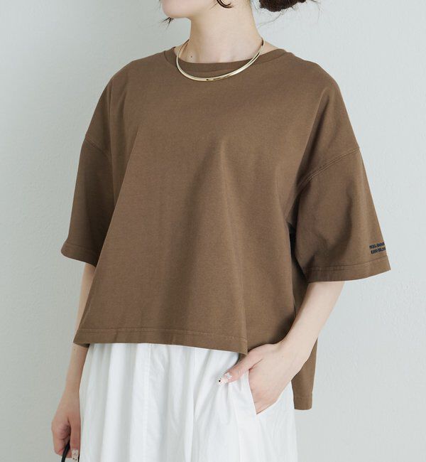  「【F&B】オーガニックコットン混ロゴTシャツ」|Tシャツ・カットソー|ブラウン