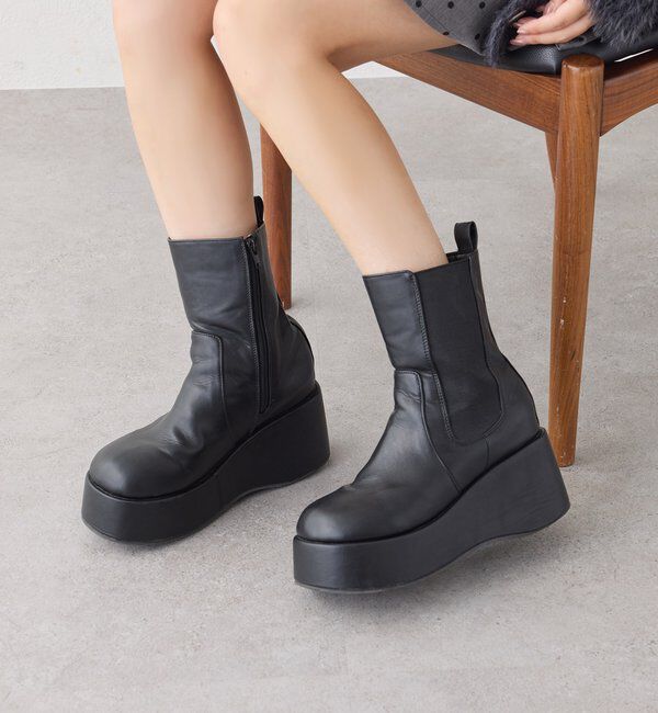  「【マイナス3キロ見え】サイドゴアボリュームソールショートブーツ」|その他|